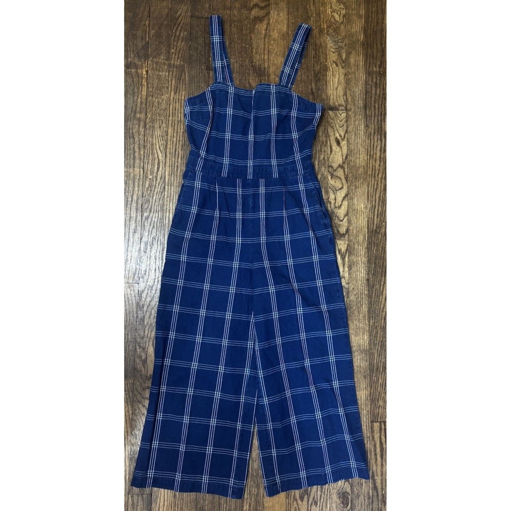 J.‎ Crew Jumpsuit/Overalls Pockets Buttons Side Zip Up 4 Plaid Blue